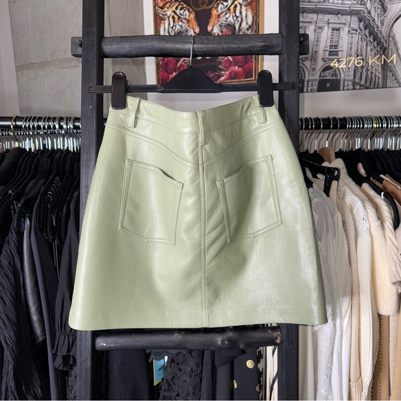 Wilfred Sage Green Faux Leather Mini Skirt - Picture 4 of 7